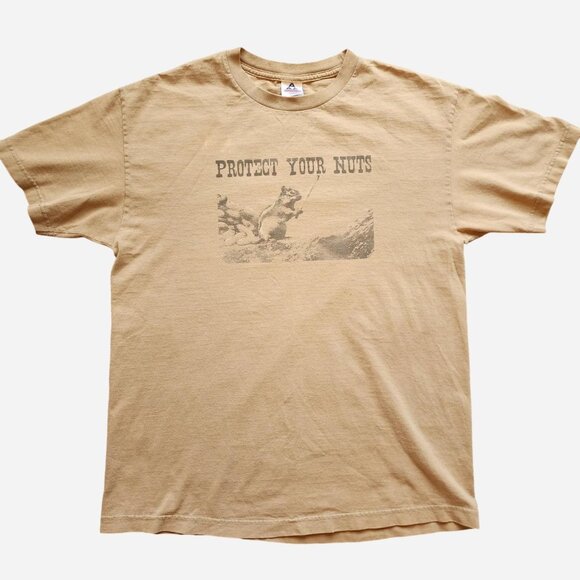 Vintage tan "Protect Your Nuts" size large - Picture 1 of 8